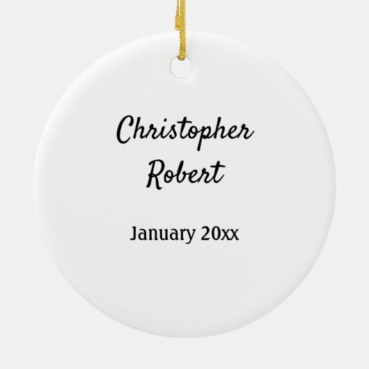 Gewartet für Baby mit Namen und Fälligkeitsdatum W Keramik Ornament (Hinten)