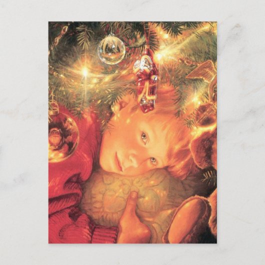 Gewartet für den Weihnachtsmann Feiertagspostkarte (Vorderseite)