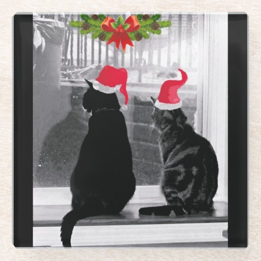 Gewartet für den Weihnachtsmann Glasuntersetzer (Vorderseite)