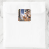 Gewartet für den Weihnachtsmann Quadratischer Aufkleber (Tasche)