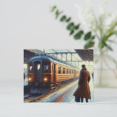 Gewartet für den Zug, Postkarte (Stehend Vorderseite)