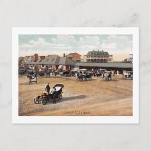Gewartet für den Zug, Sea Bright, NJ 1907 Vintag Postkarte