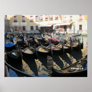 Gewartet für ein Fare - Gandolas in Venedig Poster