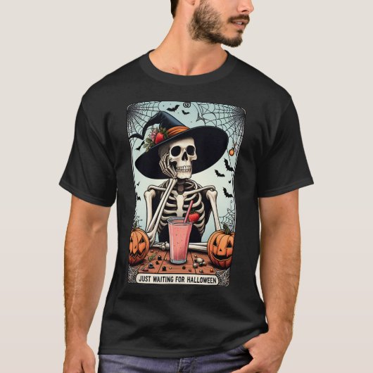Gewartet für Halloween Skeleton-Hupen T-Shirt (Vorderseite)