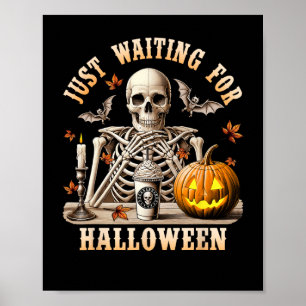 Gewartet für Halloween Skeleton-Kaffeekocher Poster