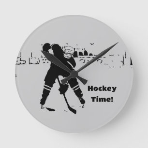 Gewartet für Puck - Hockey Player Runde Wanduhr