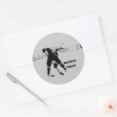 Gewartet für Puck - Hockey Player Runder Aufkleber (Umschlag)