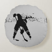 Gewartet für Puck - Hockey Player Rundes Kissen (Vorderseite)