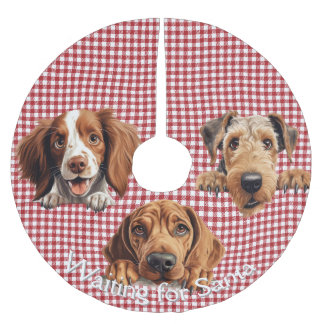 Gewartet für Santa Dogs Polyester Weihnachtsbaumdecke