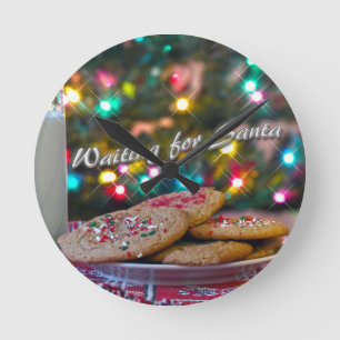 Gewartet für Santa Runde Wanduhr