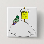 Gewartet für Schulbus im Winter Schnee Button (Vorderseite)