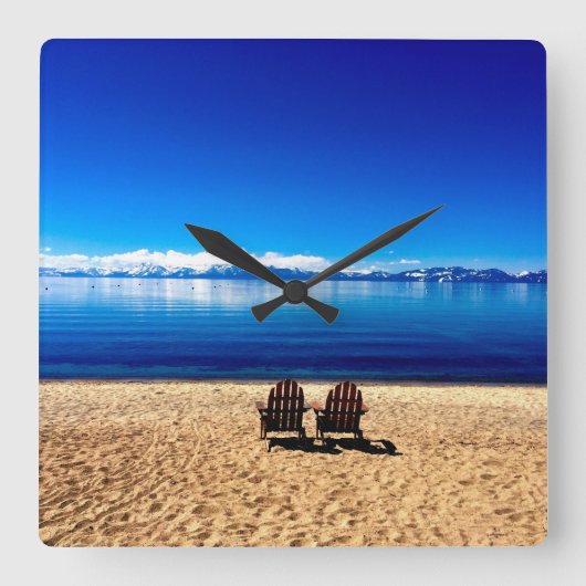 Gewartet für Sommer am Tahoer See Quadratische Wanduhr (Vorderseite)