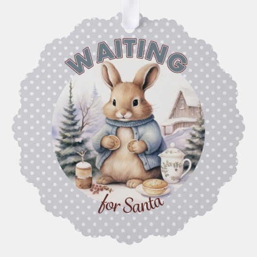 Gewartet für Weihnachtsfest in sonnigen Kaninchen Ornament Karte (Rückseite)