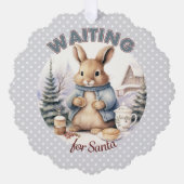 Gewartet für Weihnachtsfest in sonnigen Kaninchen Ornament Karte (Vorderseite)