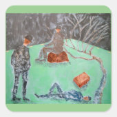 GEWARTET GODOT-Aufkleber Quadratischer Aufkleber (Vorderseite)