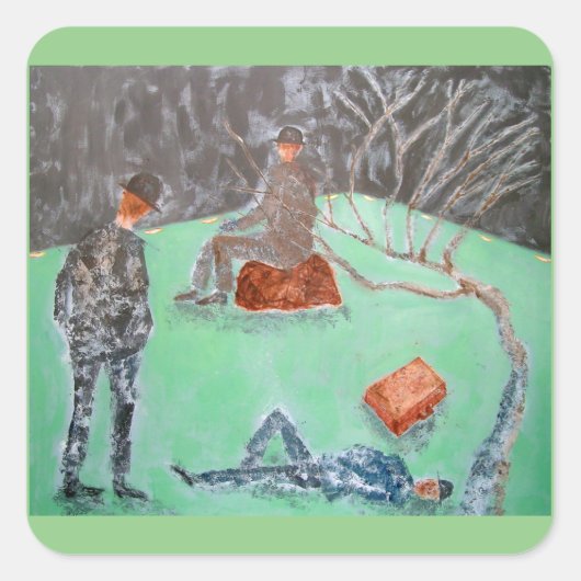 GEWARTET GODOT-Aufkleber Quadratischer Aufkleber (Vorderseite)