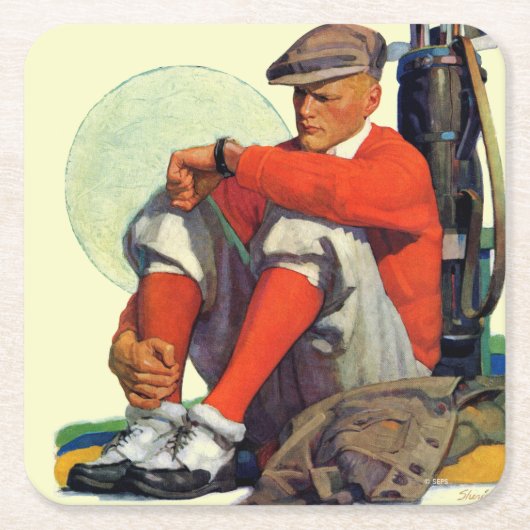 Gewartet Golfer Behalten Rechteckiger Pappuntersetzer (Vorderseite)