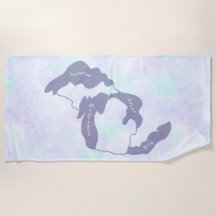Gewässer der Großen Seen von Michigan Aquarell-Kar
