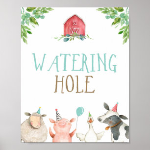 Gewässer Hole Landtiere Barnyard Boy Geburtstag Poster