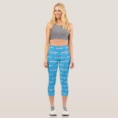 Gewässer mit Haifischbefall Blaue Capri-Leggings Capri Leggings (Vorderseite)