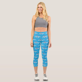 Gewässer mit Haifischbefall Blaue Capri-Leggings Capri Leggings