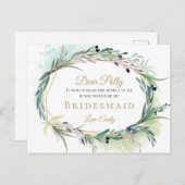 Gewässer Olive Leaf Grüne Bridesmaid Anfrage Postkarte (Vorne/Hinten)
