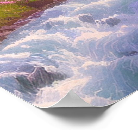 Gewässer und blühende Felder Poster (Ecke)