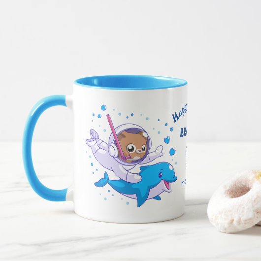 Gewässer von Katze und Delphin Tasse (Mit Donut)