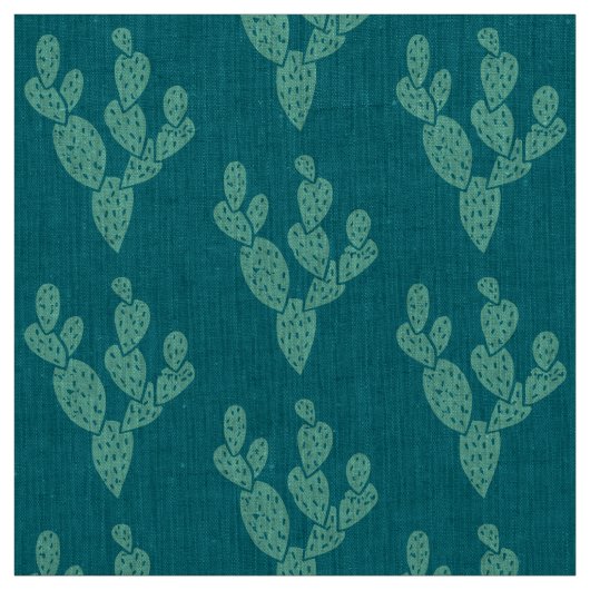 Gewebe: Aquamarine Cacti Naturstoffe Stoff (Muster)