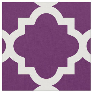 Gewebe Aubergine lila Quatrefoil Muster-  Stoff