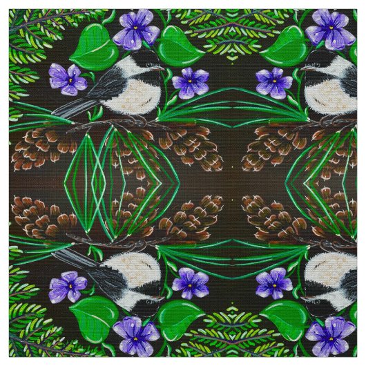 Gewebe aus Chickadee und Violetten Stoff (Muster)