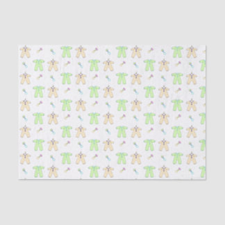 Gewebe aus gelben und grünen Baby-Kleidern Seidenpapier