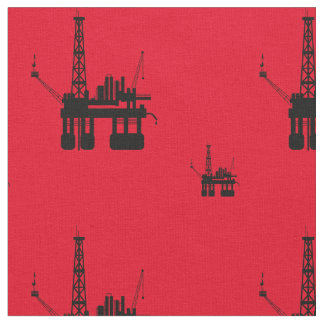 Gewebe aus Ölbohrinseln - rot Stoff