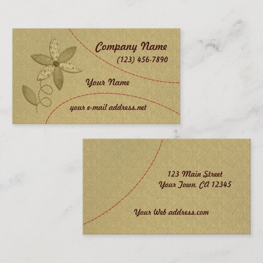 Gewebe-Blumen-Nähen Visitenkarte (Vorne/Hinten)