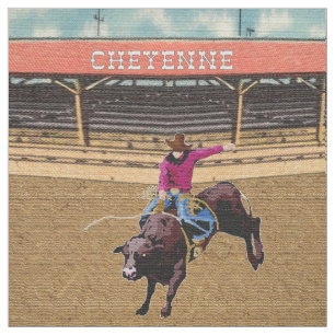 Gewebe Cheyenne-Rodeo-Cowboy-Stier-Reiter-2 Stoff
