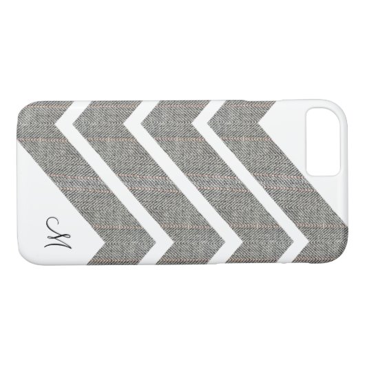 Gewebe-Denim-Zickzack Monogramm iPhone 7/8 Hüllen (Rückseite (Horizontal))