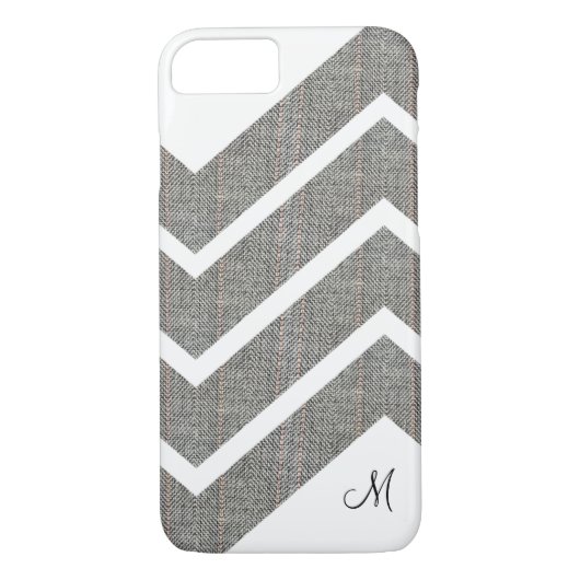 Gewebe-Denim-Zickzack Monogramm iPhone 7/8 Hüllen (Rückseite)