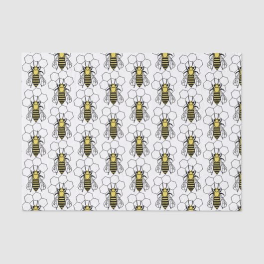 Gewebe - Gelbe und schwarze Bienen Seidenpapier (Vorderseite)