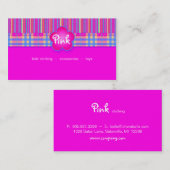 Gewebe-Geschäfts-Karten-kariertes Streifen-Rosa Visitenkarte (Vorne/Hinten)