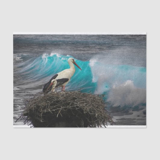 Gewebe Geschenkpapier mit Ozean und Nesting Bird Seidenpapier (Vorderseite)