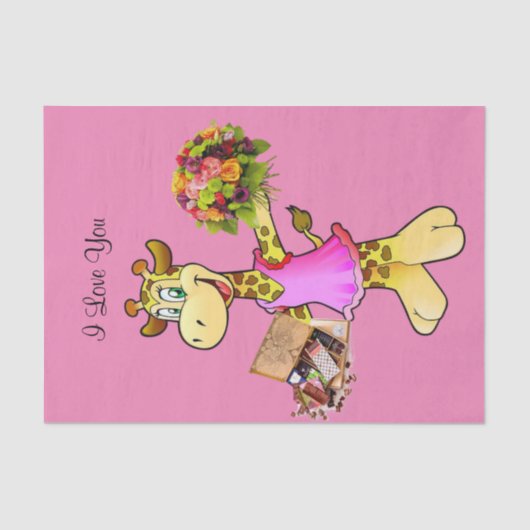 Gewebe Giraffe Blumenschokolade Rosa Seidenpapier (Vorderseite)