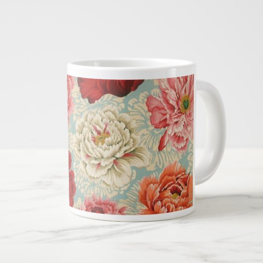 Gewebe-große Brokat-Pfingstrosen-Tasse Philip Jumbo-Tasse (Vorderseite Rechts)