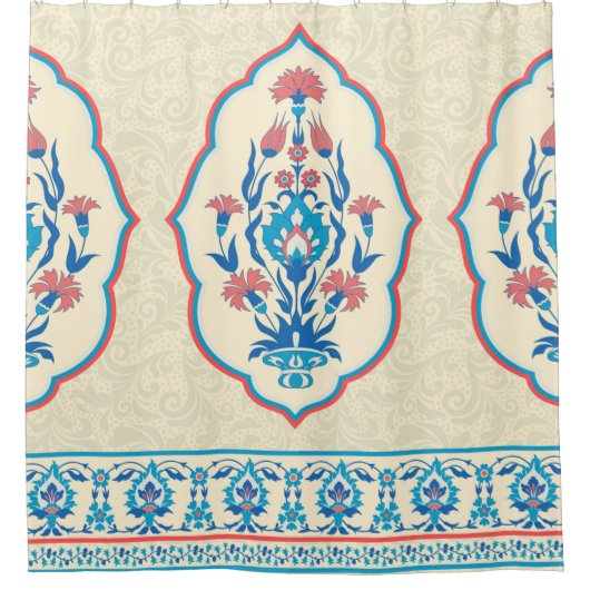 Gewebe mit Blumen nahtlos im ethnischen Stil Duschvorhang (Vorderseite)