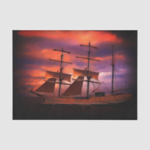 Gewebe mit einem Vintage-Bild von Schooner Seidenpapier