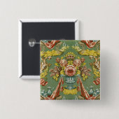 Gewebe mit einem wiederholenden Blumenmotiv Button (Vorne & Hinten)