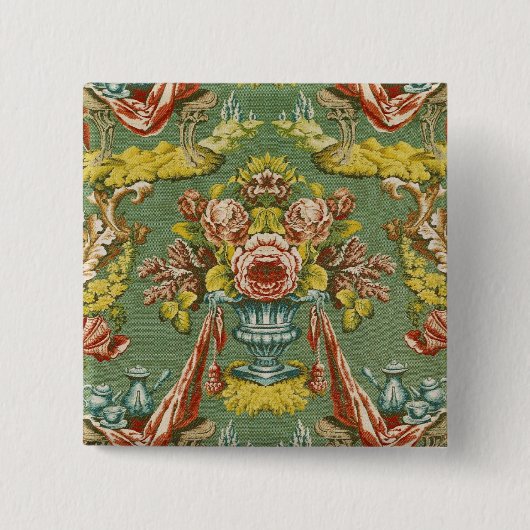 Gewebe mit einem wiederholenden Blumenmotiv Button (Vorderseite)