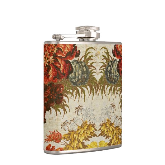 Gewebe mit einem wiederholenden Blumenmuster Flachmann (Rechts)