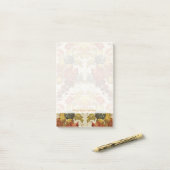 Gewebe mit einem wiederholenden Blumenmuster Post-it Klebezettel (Auf Schreibtisch)