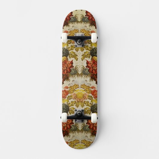Gewebe mit einem wiederholenden Blumenmuster Skateboard (Vorderseite)