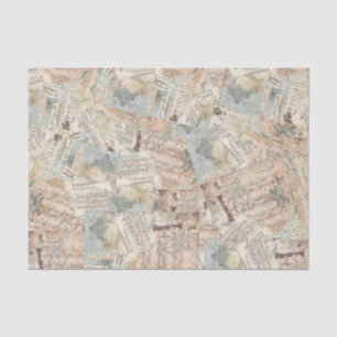 Gewebe- oder Decoupage-Papier-Collage aus Notenblä Seidenpapier